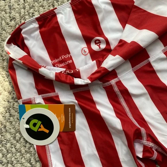 Candy stripe- Striped Red and White Women's Leggings- bell bottoms - Picture 2 of 2